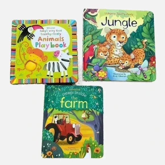 Usborne Lot of 3 Books Touchy Feely Animals, Peek Inside the Farm & Jungle - Picture 1 of 9